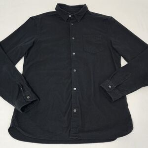 All Saints Men's Black Charcoal Button Down Shirt Large Cotton Blend